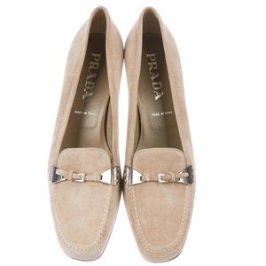 PRADA suede square-toe pumps